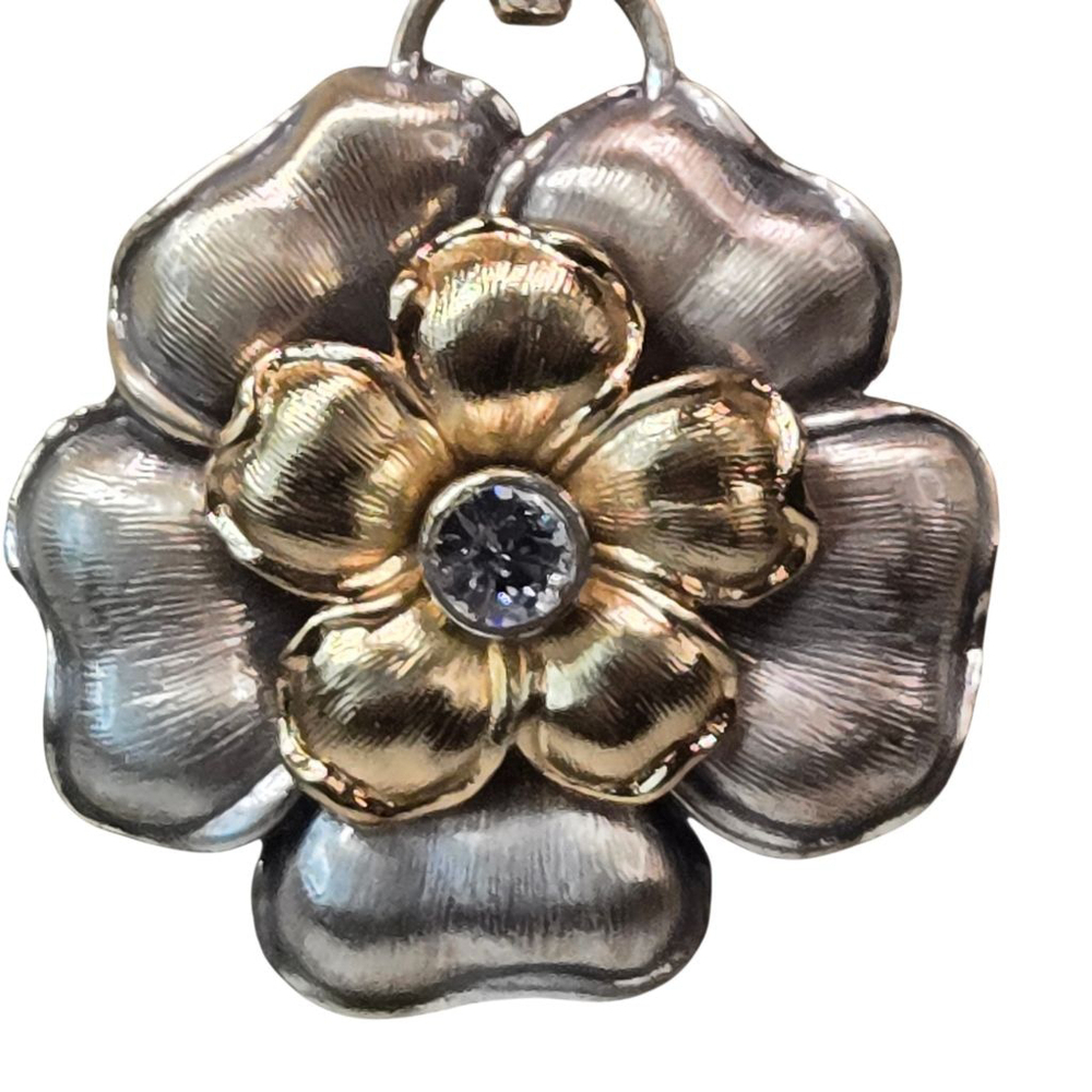 Brighton Key Chain Botanical Flower Key Fob Keychain Silvertone Goldtone Floral - Picture 2 of 7